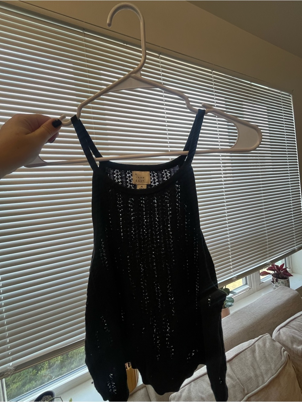 a new day Black Crochet Crop Top
